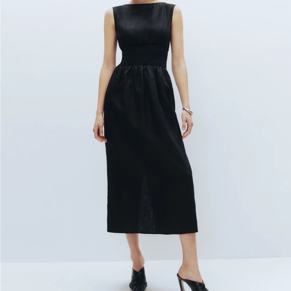 Reformation Black davie Midi Dress